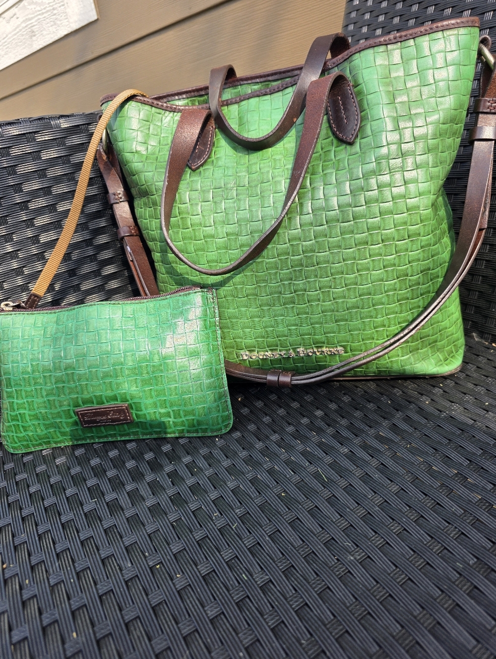 Dooney & Bourke Beguiling Shamrock Green Woven Tote and Matching Large Wristlet - Picture 7 of 16